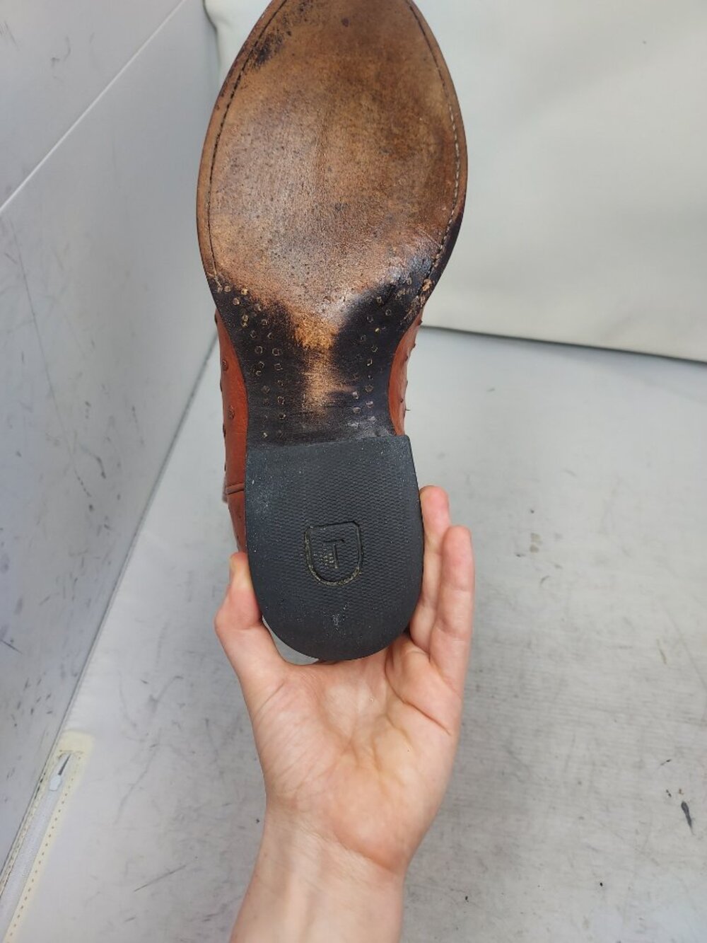 TECOVAS MENS Peacan Dean Ostrich Brown Zip Cowboy Boot - Picture 9 of 12